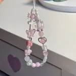 Sakura Metal Heart Phone Case Universal CCD Camera Strap Short Cord Chain Pendant Gentle - Image 4