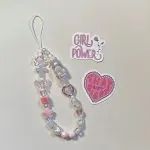 Sakura Metal Heart Phone Case Universal CCD Camera Strap Short Cord Chain Pendant Gentle - Image 3