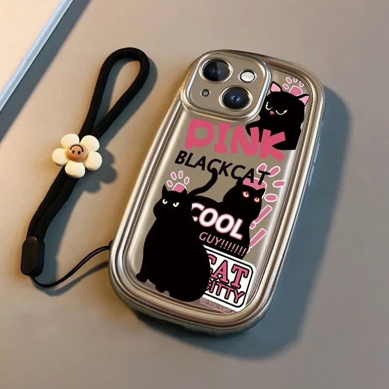 WhatsAppImage2025-03-14at12.57.09PM_1 Pink Text Black Cat Cartoon Phone Case for Apple Phones - Image 1