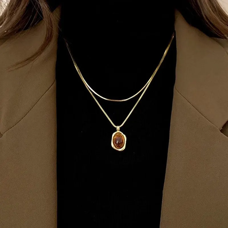 WhatsAppImage2025-05-06at6.23.08PM_1 Amber Layered Gold Sweater Necklace for Women – Elegant Fall Winter Fashion Jewelry - Image 1
