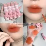 6 Color Lip Gloss, Cute Little Bear, Tender Color Lip Gloss Velvet Soft Mist Matte Color Rendering Brightening Non Stick Cup Lipstick, Lip Gloss - Image 11