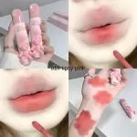 6 Color Lip Gloss, Cute Little Bear, Tender Color Lip Gloss Velvet Soft Mist Matte Color Rendering Brightening Non Stick Cup Lipstick, Lip Gloss - Image 9