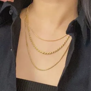 Layered Twisted Snake Bone Titanium Steel Collarbone Necklace for Women