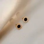 Titanium Steel Roman Numeral Stud Earrings Minimal Luxury Design