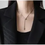 Silver Serpent Zircon Necklace for Women, Anti Tarnish Snake Bone Collarbone Chain - Image 3