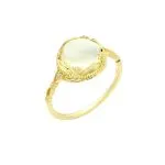 Yellow Crystal Glass Cabochon Ring – Silver Alloy Ring - Image 5