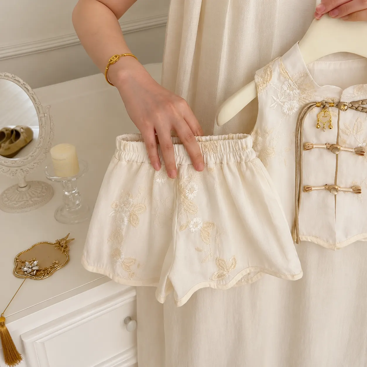 ChatGPT Image Jun 26, 2026, 04_13_10 PM Girls Chinese Style Cotton Hanfu Set – Summer Traditional Tang Suit Two-Piece Outfit - Image 1