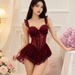 Floral Corset Nightdress with Built-In Bra Pad – Sweet & Sexy Fishbone Sleepwear Dress - Image 3