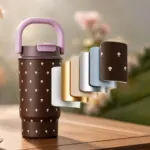 Stainless Steel Ceramic Lined Insulated Tumbler with Dual Drinking Lid & Handle - Image 4