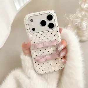 Korean Polka Dot Bow iPhone Case – Compatible with All iPhone Models