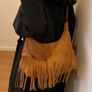Melard Fringe Shoulder Crossbody Tote Bag for Women – Large Capacity Casual Commuter Handbag