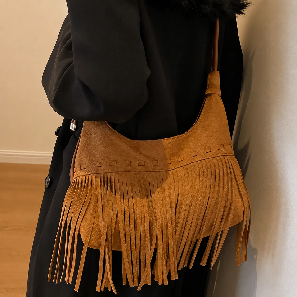 ChatGPT Image Jun 28, 2026, 12_13_29 PM Melard Fringe Shoulder Crossbody Tote Bag for Women – Large Capacity Casual Commuter Handbag - Image 1