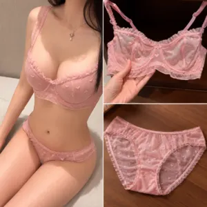 Sweet Heart Sexy Ultra-Thin Lace Lingerie Set