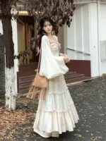 Misty Ocean Elegance New Chinese Style Two-Piece Skirt Set - Image 4