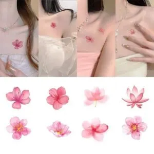 Chinese Style Sakura Floral Temporary Tattoo Stickers