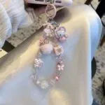 Cute Pink Beaded Phone Charm Strap – DIY Camera Wrist Lanyard & Hanging Chain - Image 5