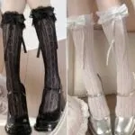Lolita Lace Heart Bow Mid-Calf Socks - Image 4