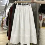 French Lace Trim High-Waist A-Line Skirt - Image 6
