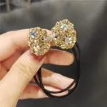 Luxury French Bow Rhinestone Hair Tie - Image 4