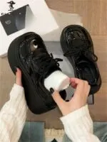 PLOVER Black Chunky Platform Oxford Shoes - Image 5