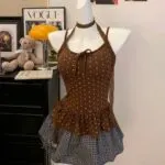 Lace Polka Dot Cami Top with Built-In Bra - Image 3