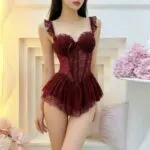 Floral Corset Nightdress with Built-In Bra Pad – Sweet & Sexy Fishbone Sleepwear Dress - Image 2