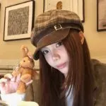 Vintage Brown Plaid Beret Hat - Image 2