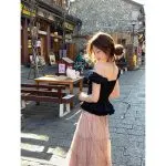 French Sweetheart Waist-Cinching Black Top - Image 2