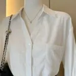 French Mint Linen Blend V-Neck Sun Protection Long Sleeve Shirt - Image 4