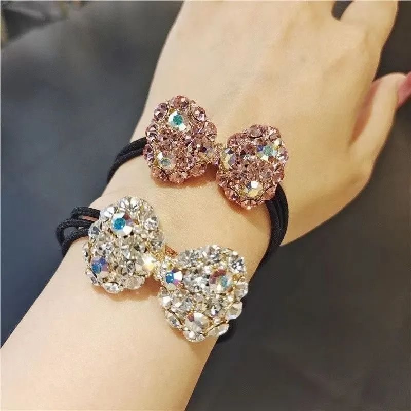 Main Images4 Luxury French Bow Rhinestone Hair Tie - Image 1