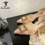 PLOVER Pink Crystal Pointed Toe Stiletto Heels - Image 6