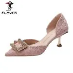 PLOVER Pink Crystal Pointed Toe Stiletto Heels - Image 8