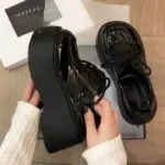 PLOVER Black Chunky Platform Oxford Shoes - Image 10