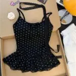 Lace Polka Dot Cami Top with Built-In Bra - Image 5