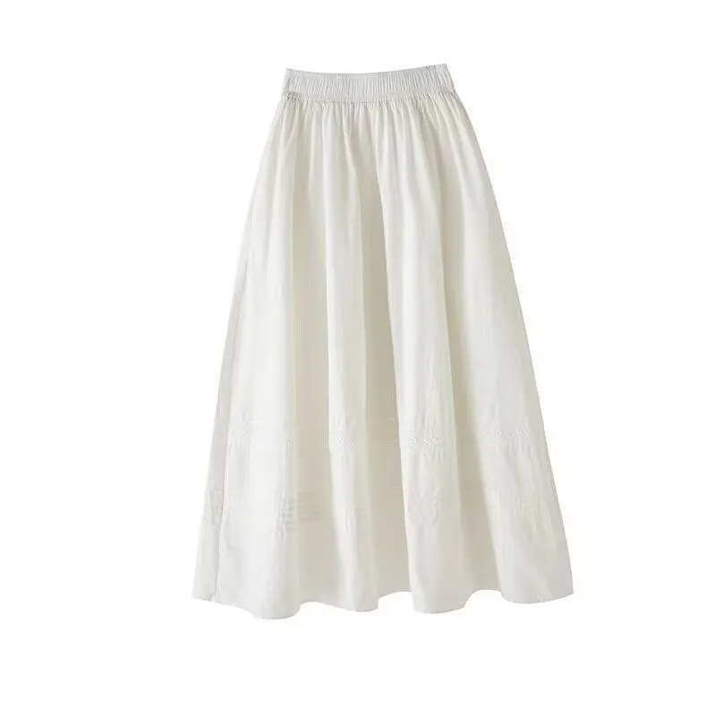 SKU Images3 French Lace Trim High-Waist A-Line Skirt - Image 1