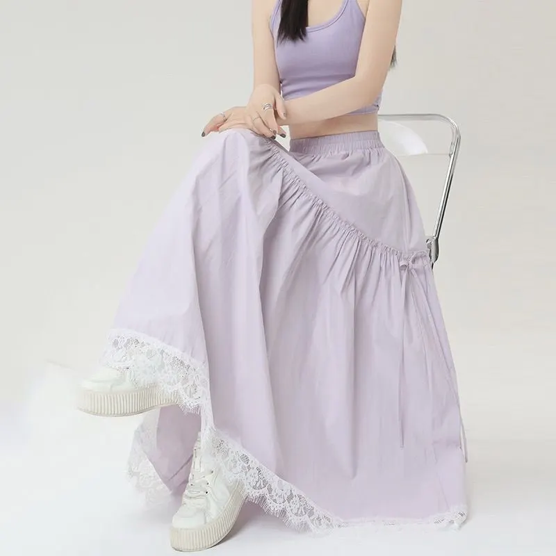 SKU Images3 Korean Style High Waist Ruffle Lace A-Line Long Skirt - Image 1
