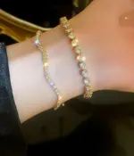 Korean INS Crystal Wave Geometric Adjustable Bracelet – Luxury Minimalist Statement Bangle - Image 5
