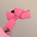 Vintage Cotton Bow Hair Claw Clip – Korean Style Oversized Pillow Cushion Hair Accessory - Image 3