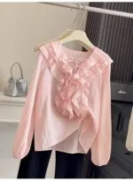 Women's Ruffle V-Neck Tie Front Blouse - Image 5
