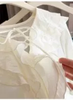 Women's Ruffle V-Neck Tie Front Blouse - Image 3