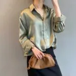 Satin White Long Sleeve Shirt - Image 4