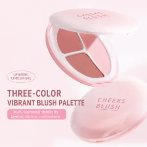 NOVO Mood Three-Color Blush Palette – Natural Matte Powder Blush, Long-Lasting & Smooth Finish