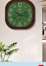 POLARIS Luxury Green Wood Grain Silent Wall Clock – Radio-Controlled Vintage Decorative Home Clock - Image 3