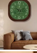 POLARIS Luxury Green Wood Grain Silent Wall Clock – Radio-Controlled Vintage Decorative Home Clock - Image 4