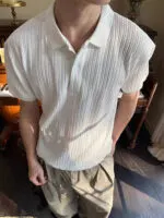 Textured Knit Polo Shirt - Image 8