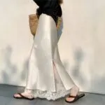 Women's Satin Lace Mermaid Midi Skirt