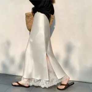 Women's Satin Lace Mermaid Midi Skirt