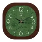 POLARIS Luxury Green Wood Grain Silent Wall Clock – Radio-Controlled Vintage Decorative Home Clock