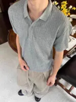 Textured Knit Polo Shirt - Image 6