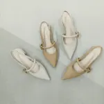 Women's Korean Pointed Toe Mule Heels - Image 6